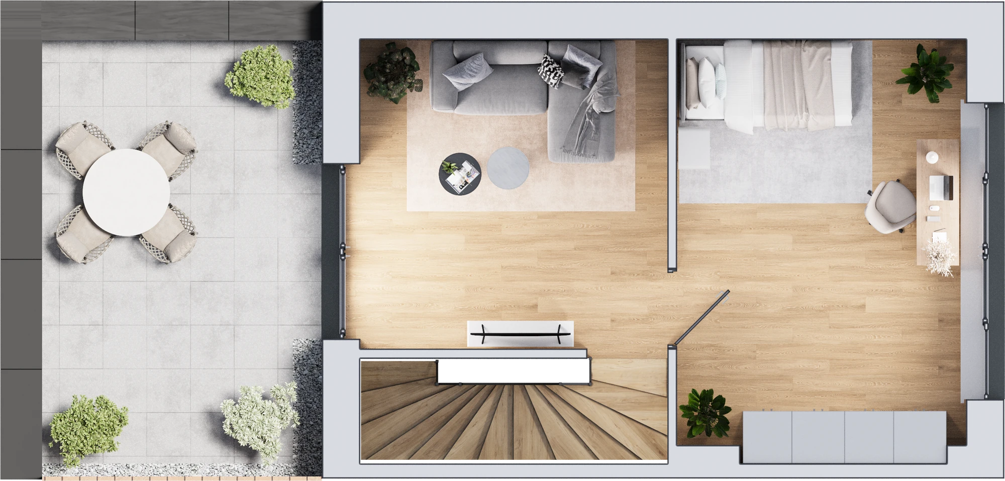 Grundriss Galerie & Dachterrasse