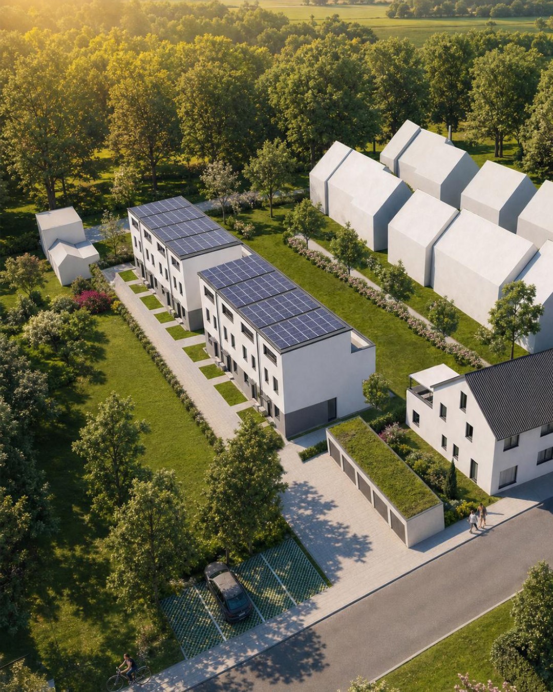 Vogelperspektive auf das Neubauprojekt Am Limesfeld