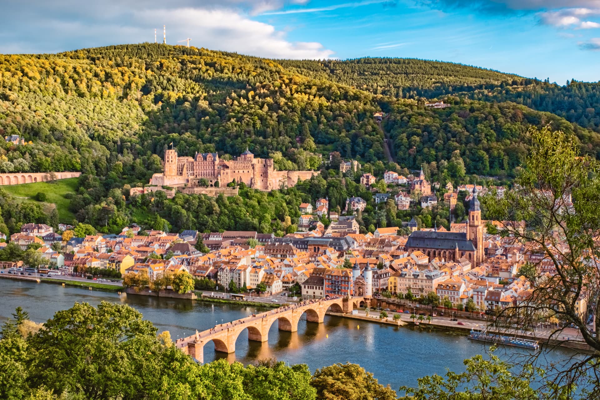Blick auf Heidelberg mit Schloss und Alter Brücke