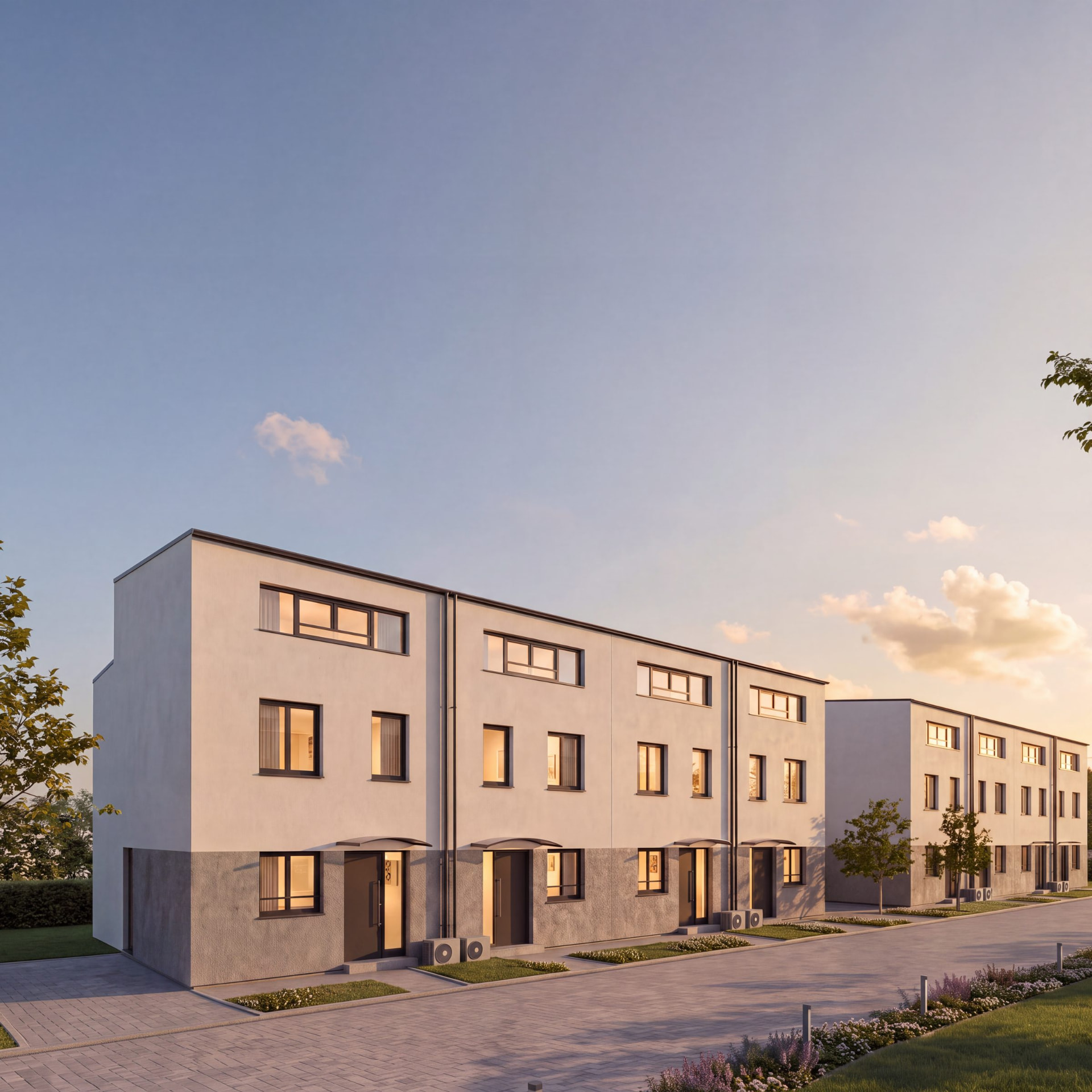 Außenansicht der Stadthäuser Am Limesfeld